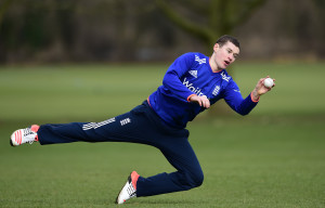 "RICKMANSWORTH, ENGLAND - FEBRUARY 28: James Dixon of England takes a diving catch during an England Deaf Cricket Training Camp at Merchant Taylors' School on February 28, 2016 in Rickmansworth, England. (Photo by Alex Broadway/Getty Images)"
