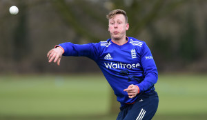 "RICKMANSWORTH, ENGLAND - FEBRUARY 28: George Greenway of England throws during an England Deaf Cricket Training Camp at Merchant Taylors' School on February 28, 2016 in Rickmansworth, England. (Photo by Alex Broadway/Getty Images)"