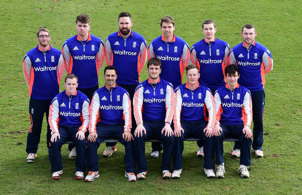 "RICKMANSWORTH, ENGLAND - FEBRUARY 28: England players pose for a team photograph during an England Deaf Cricket Training Camp at Merchant Taylors' School on February 28, 2016 in Rickmansworth, England. (Photo by Alex Broadway/Getty Images)"